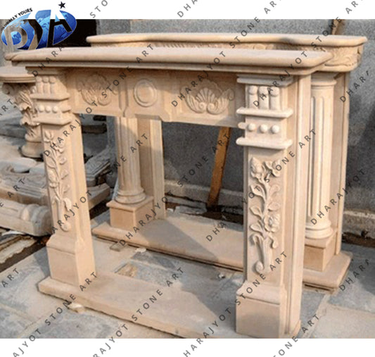 Carved Black Marble Fireplace