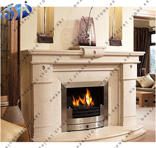 Modern Stone White Marble Fireplace
