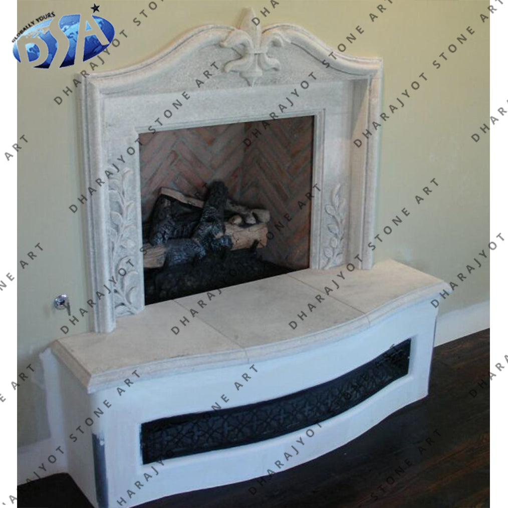 European White Marble Fireplace