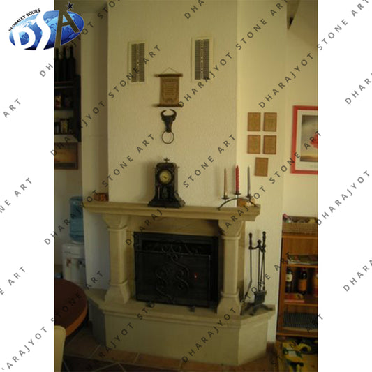 Hand Carved Home Decoration Cultured Marble Fireplace