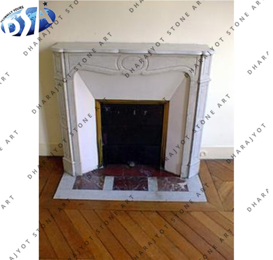 Outdoor White Granite Custom Fireplace