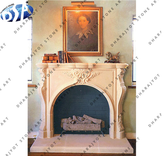Indoor Hand Carving Marble Fireplace