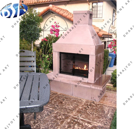 Outdoor Sandstone Fireplace