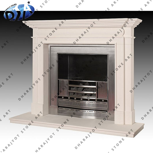 Interior Decoration Natural Marble Carved White Fireplace