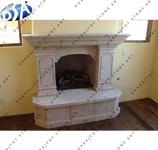 White Marble Indoor Hand Carving Fireplace