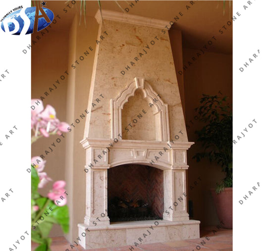 Hand Carved Marble Custom Fireplace
