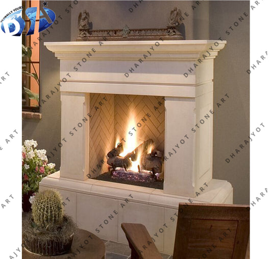 Mint White Stone Fireplace