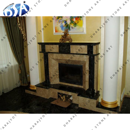Hand Carved Classic Limestone Fireplace