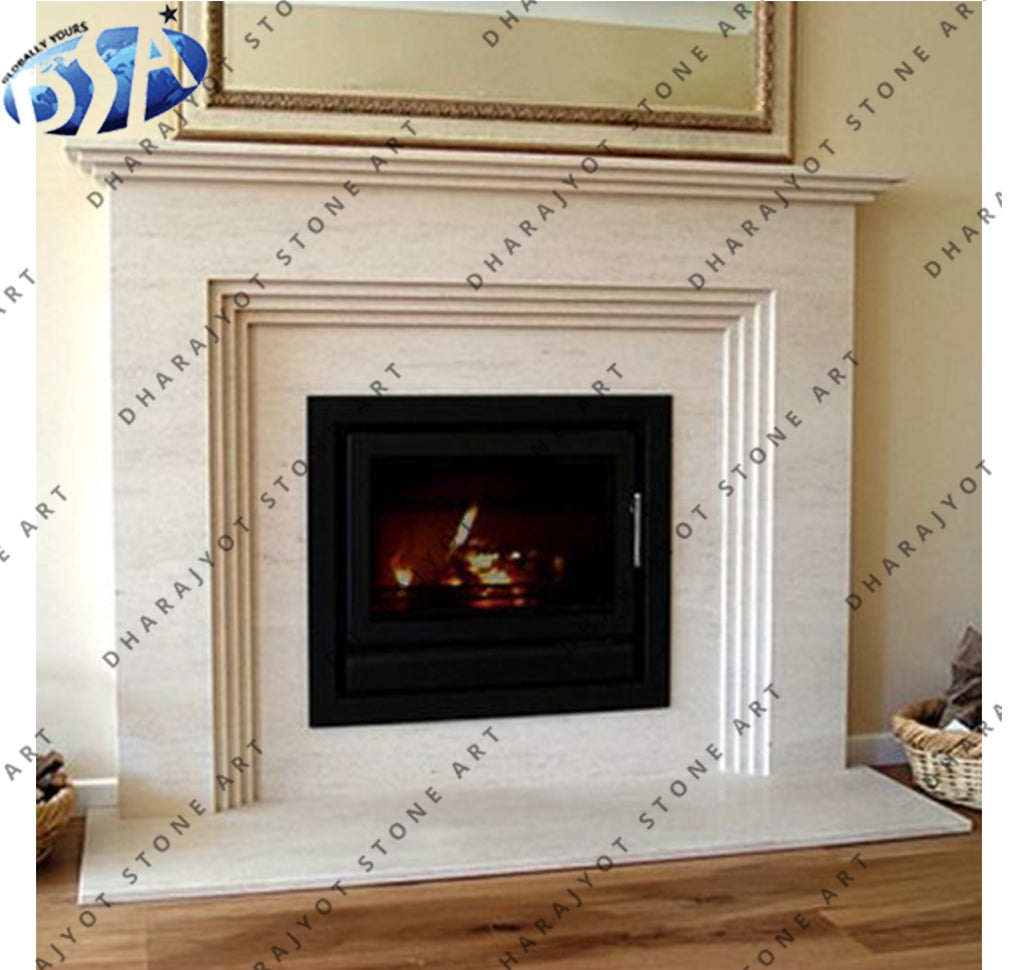 Natural White Marble Fireplace