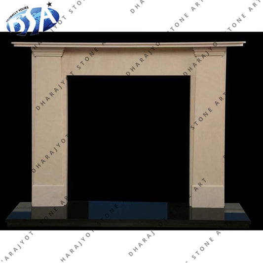 Customize European Style Beige Marble Fireplace