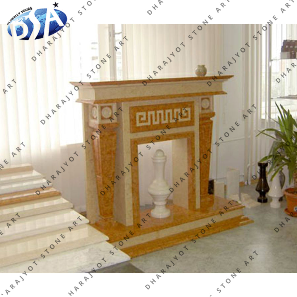 Customized Carved Natural Beige Readymade Fireplace