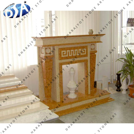 Customized Carved Natural Beige Fireplace