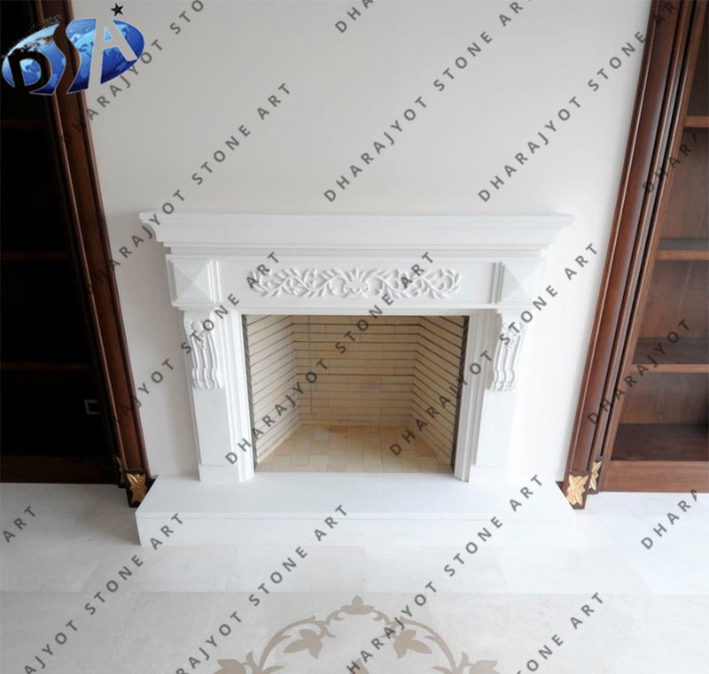 Royal White Readymade Marble Fireplace