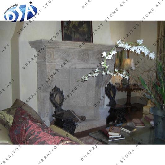 European Style Carving Natural Stone Fireplace