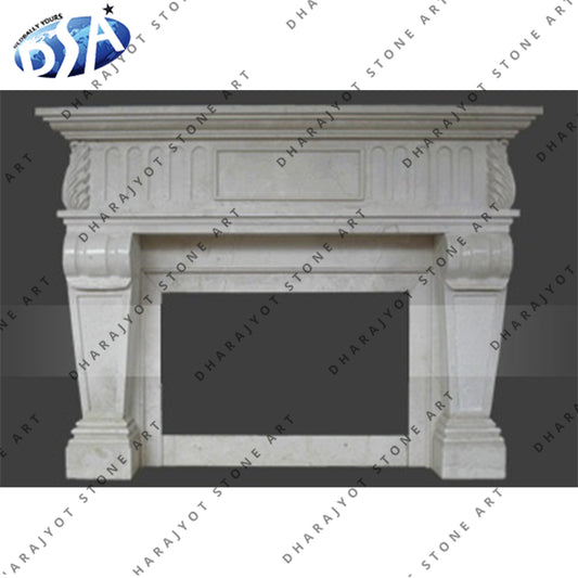 Classic Style Natural White Marble Fireplace