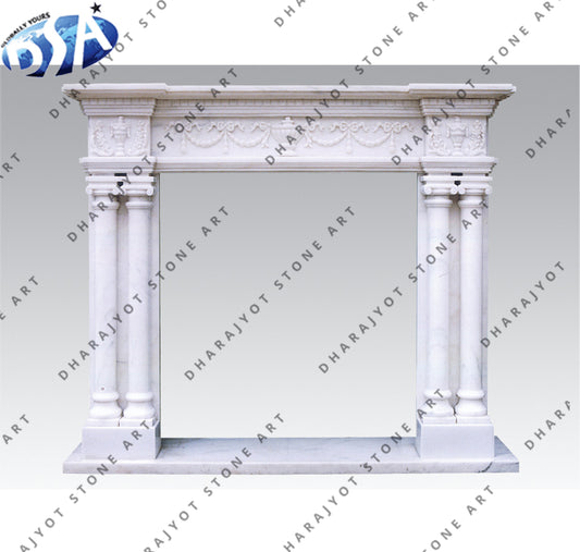 Pure White Marble Fireplace Mantle
