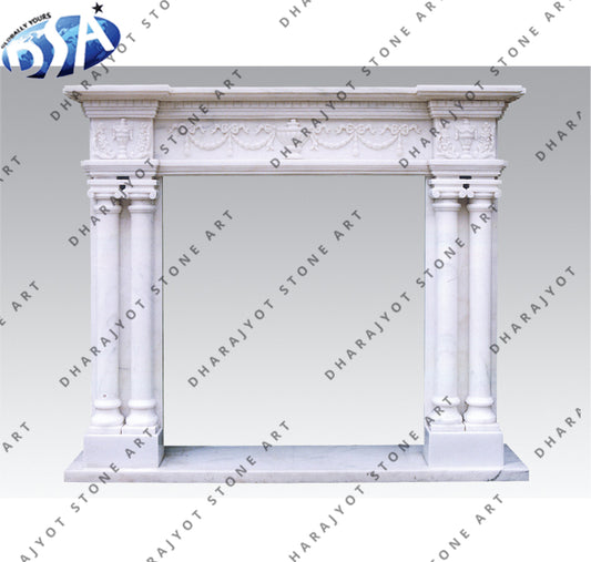 Pure White Marble Fireplace Mantel