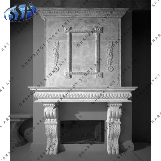 Classic Design Hand Carved Marble Fireplace