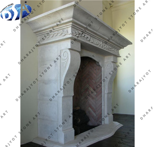 Readymade Beige Marble Fireplace