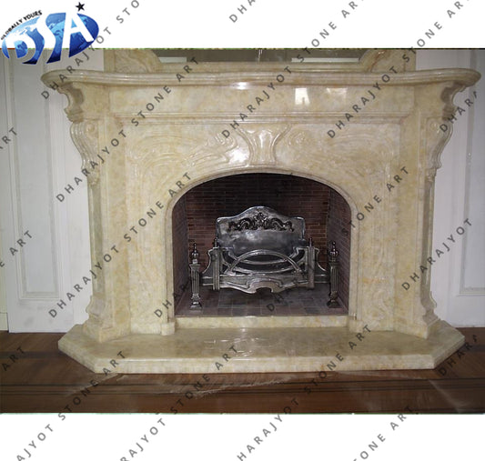 Luxury White Granite Stone Fireplace