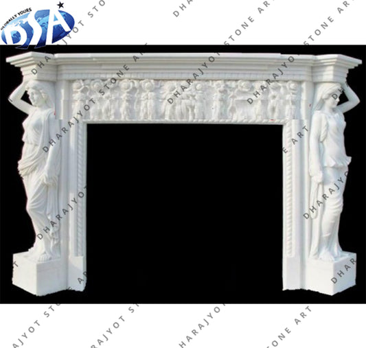 Hand Carved Marble Fireplace
