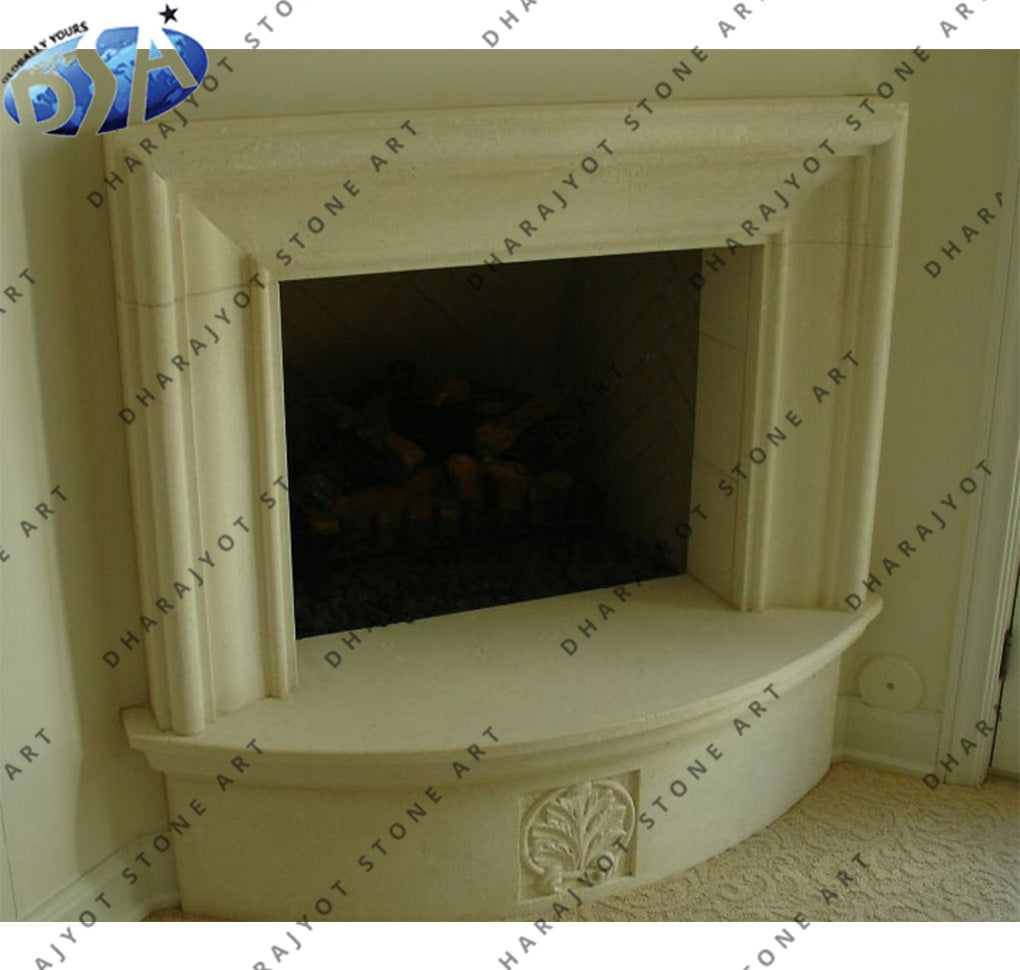 Polished White Marble Fireplace