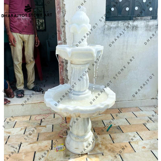 Two Tier White Marble Decoration Fountain