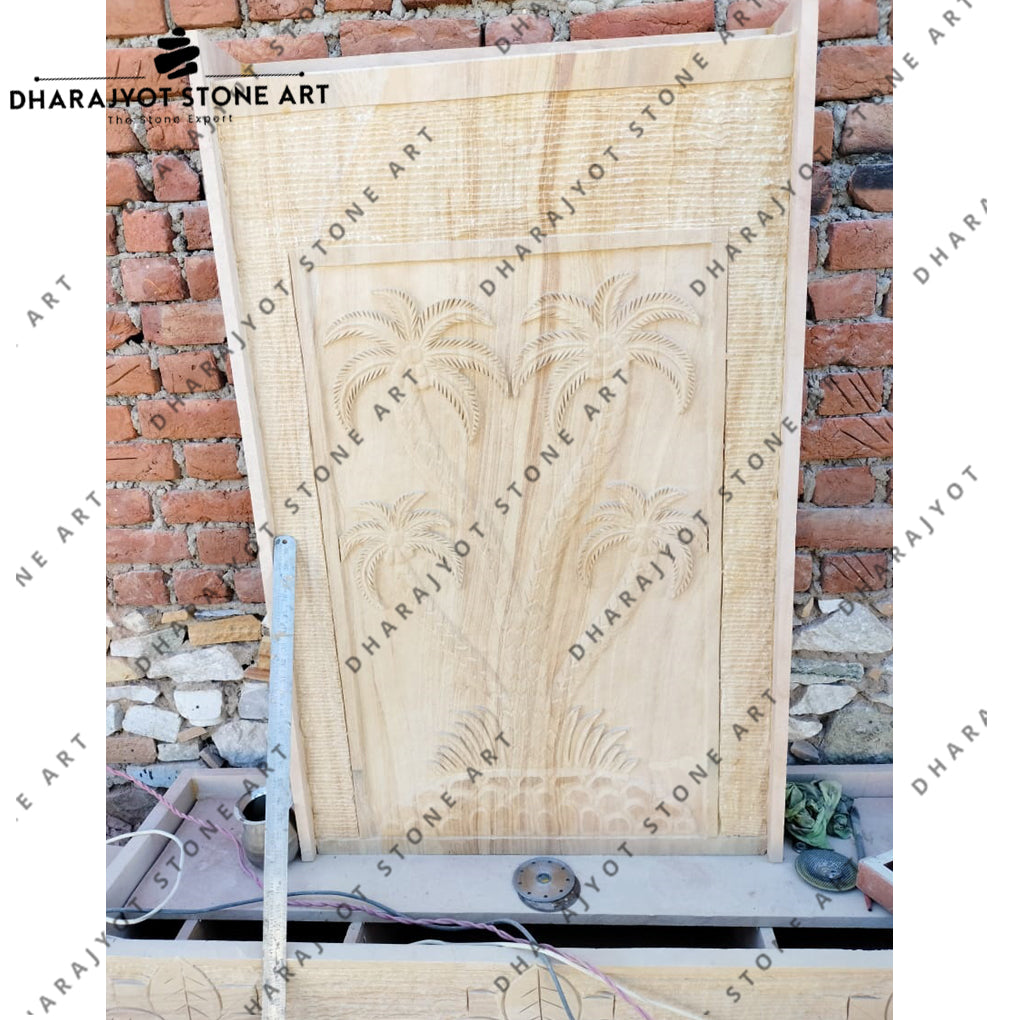 Brown Sandstone Garden Wall Fountain