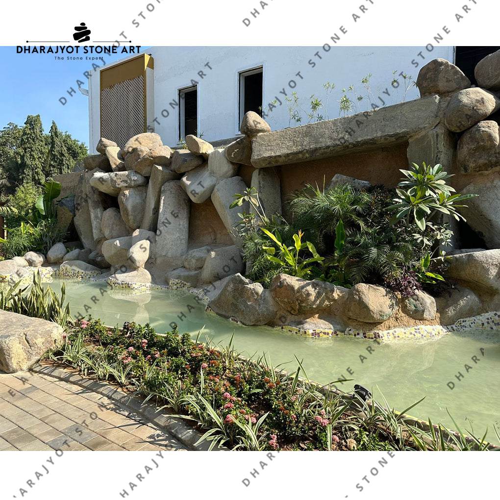 Outdoor River Stone Garden Waterfall