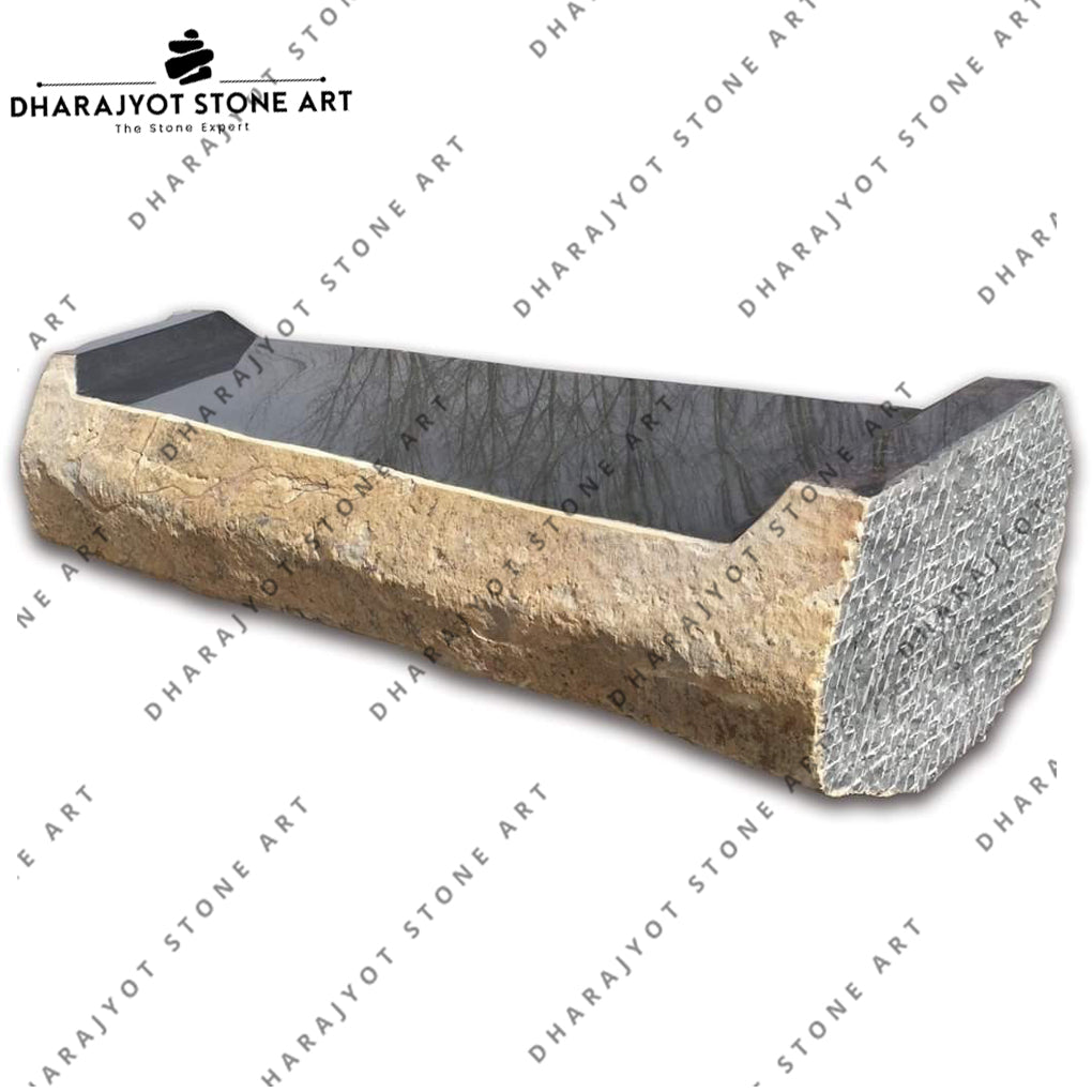 Natural Black Basalt Stone Garden Fountain
