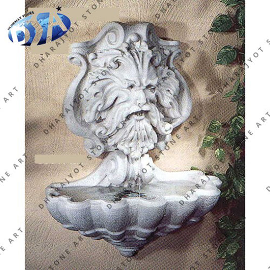 Free Standing Wall Lion's Head Stone Fountain