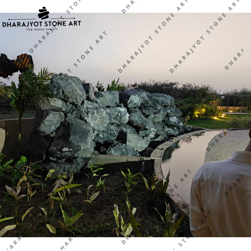 Gardens and Resorts Handcrafted Black Basalt Eco-Friendly Waterfall
