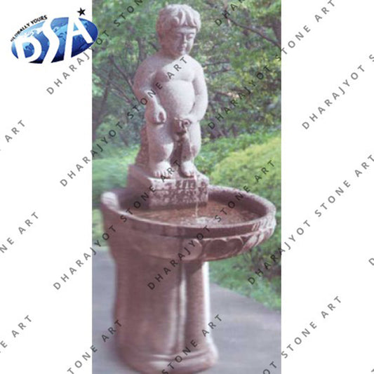 Outdoor Garden Marble Boy Statue Peeing Water Fountain