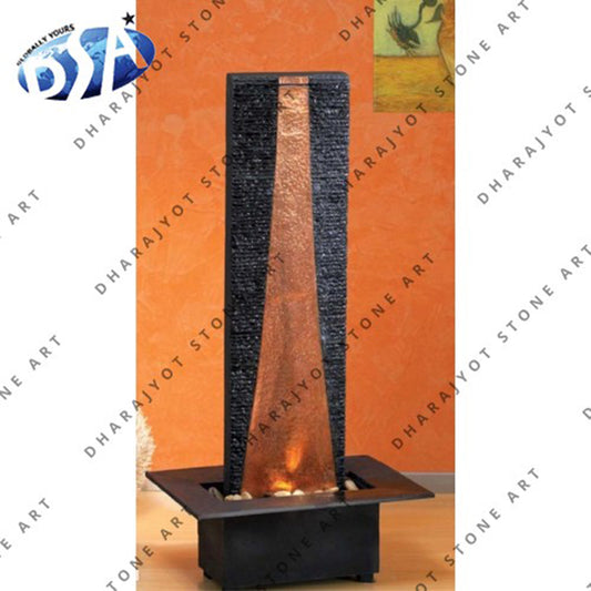 Black And Brown Indoor Marble Waterfall Fountain
