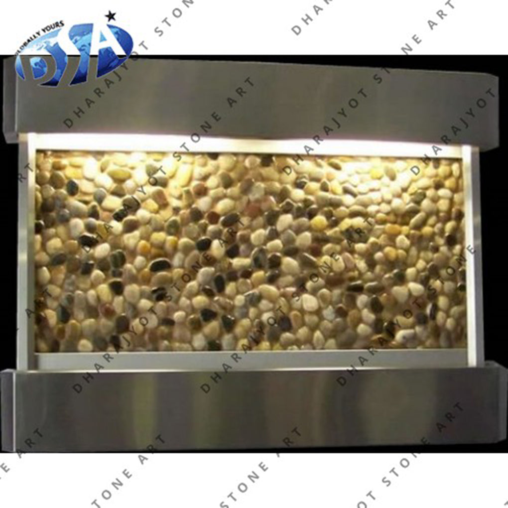 Natural Pebble Stone Brown Indoor Wall Fountains