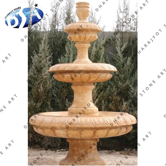 Polished Sunset Yellow Sandstone Sculpture Water Fountain