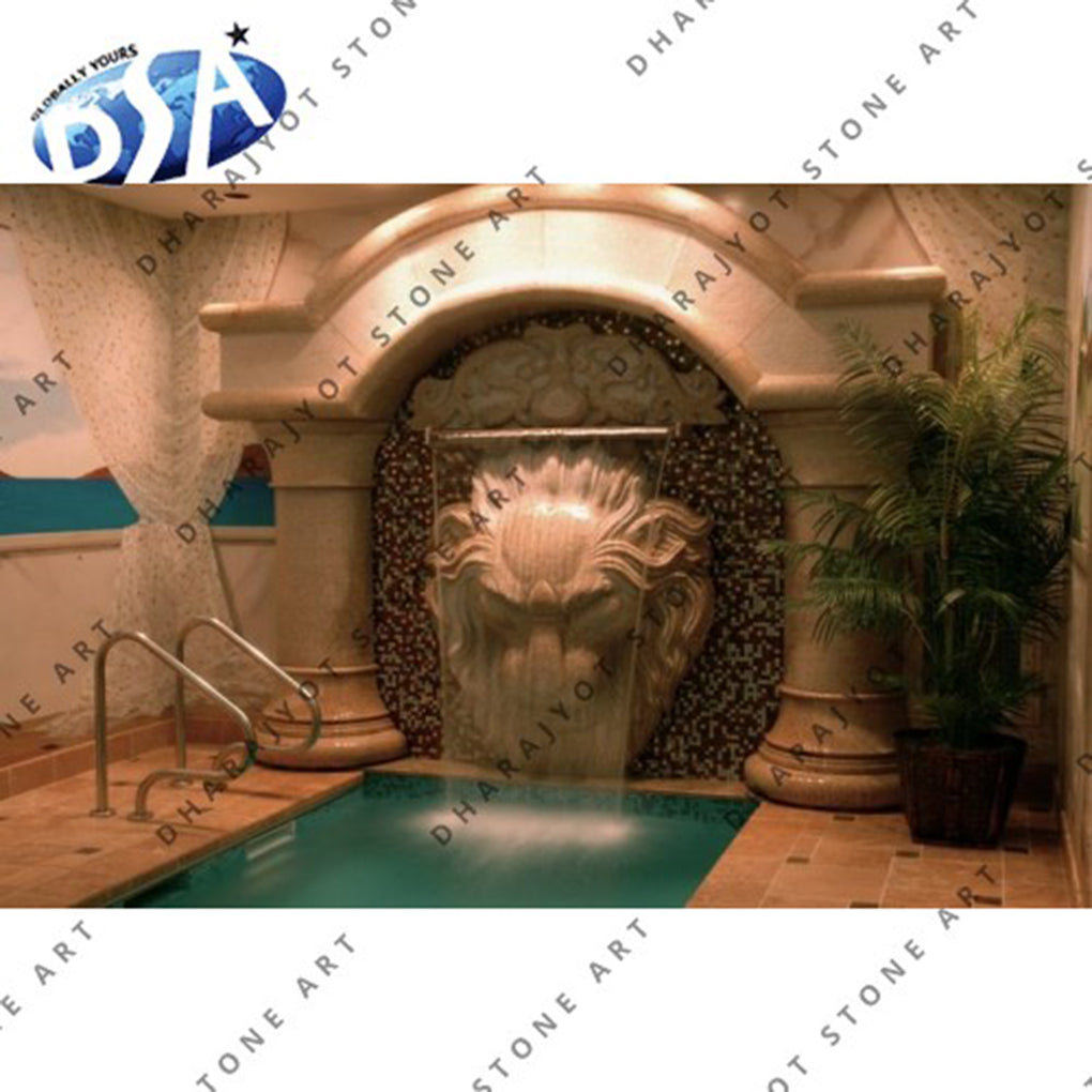 Hotel Decor Hand Carved Stone Waterfall Fountain