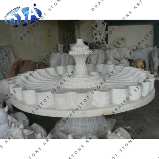 White Marble Hand Carved Garden Decorative Water Fountain