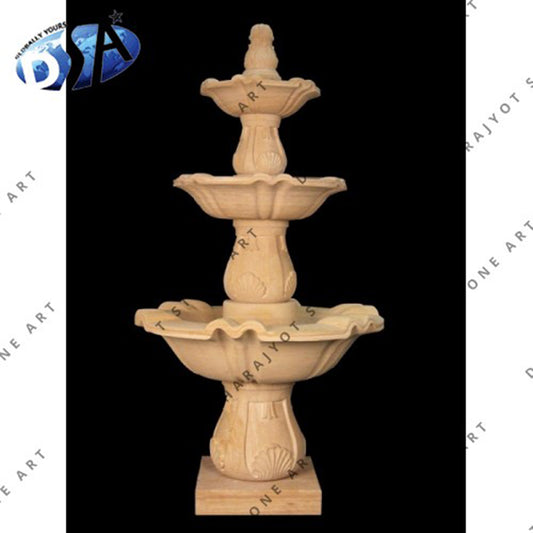 Outdoor Garden Natural Stone Hand Carved Marble 3 Tier Water Fountain