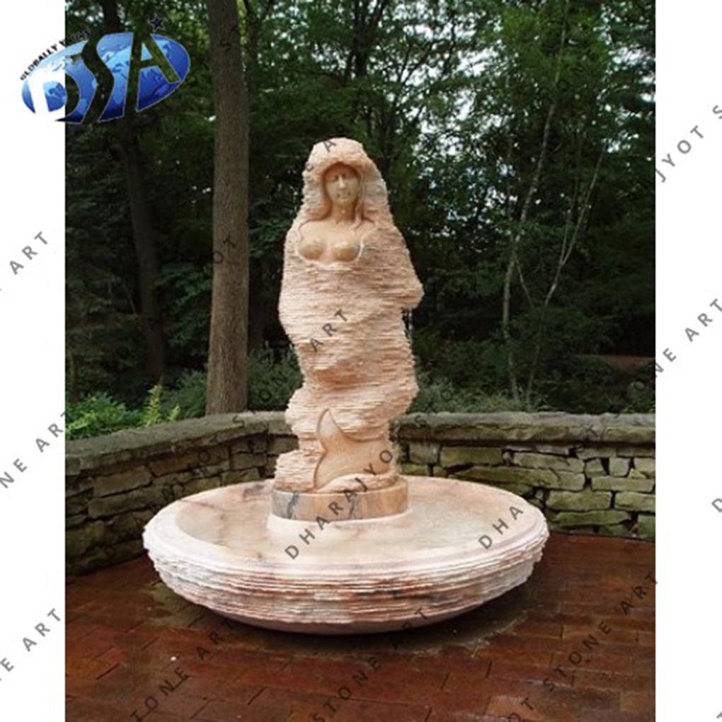 Home Garden Decoration Marble Water Woman Statue Wall Fountain