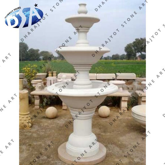 Classic Outdoor White Stone Marble Fountain