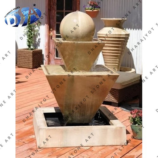 Garden Sandstone Rolling Sphere Ball Water Fountain
