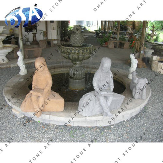 White Marble Sitting Woman Outdoor Water Fountain