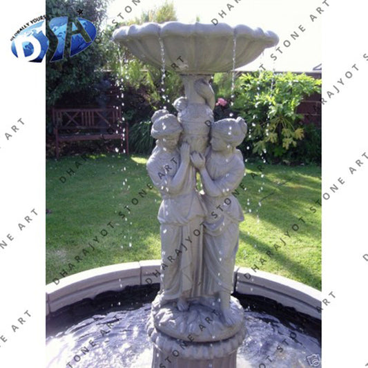Outdoor Decorative Marble Life Size Female Statue Fountain