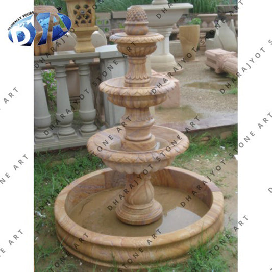 Outdoor Natural Stone Handcrafted Marble Water Fountain