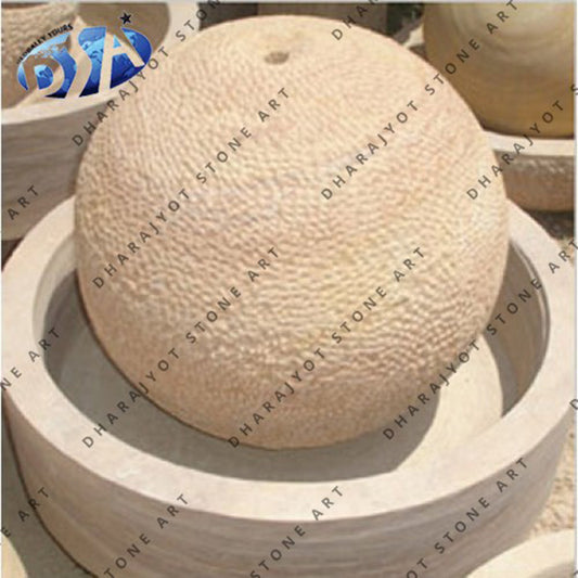 Yellow Round Sandstone Floating Sphere Ball Water Fountain