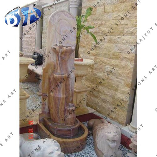 Brown Sandstone Hand Carved Fountain