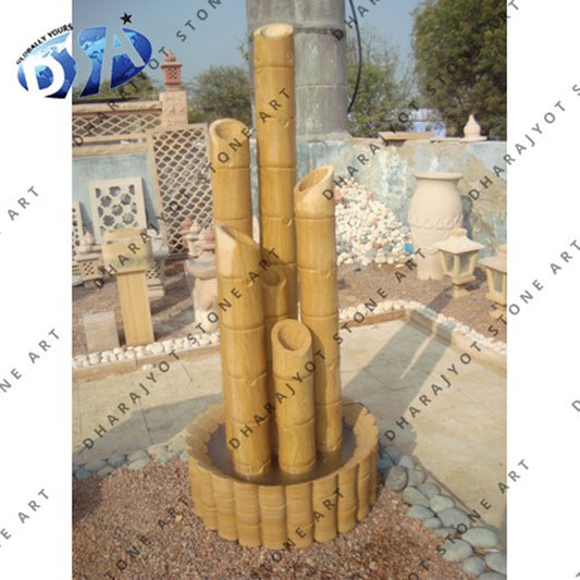 Yellow Sandstone Bamboo Design Garden Fountain