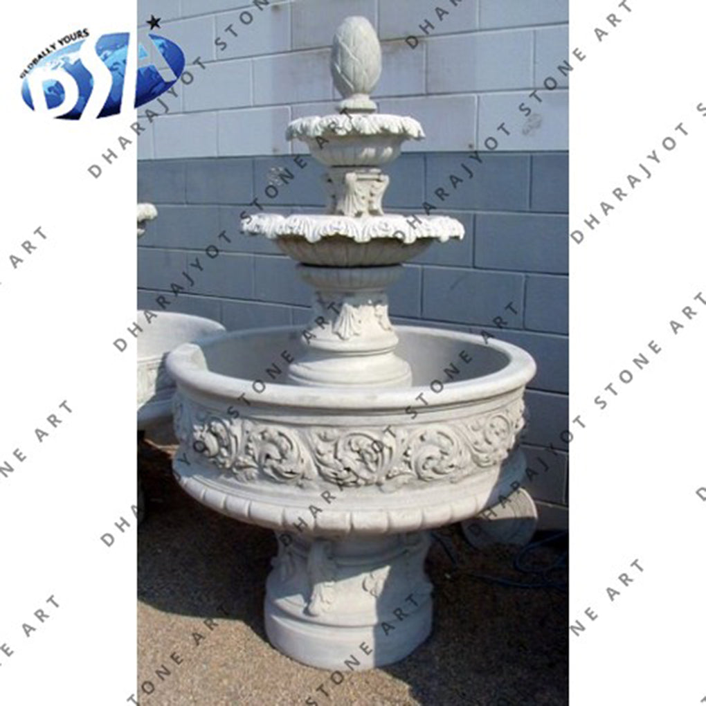 Decoration Handmade White Marble Water Fountain for Home