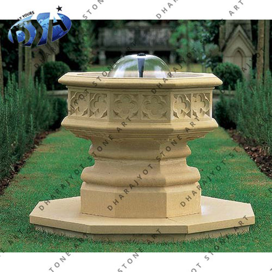 Geyser Nozzle Beige Sandstone Garden Fountain